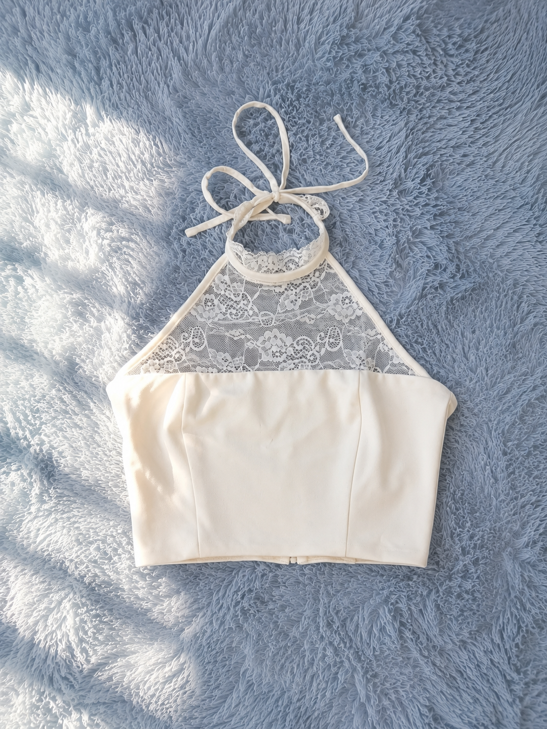 Ayla Crepe and Lace Halter Top